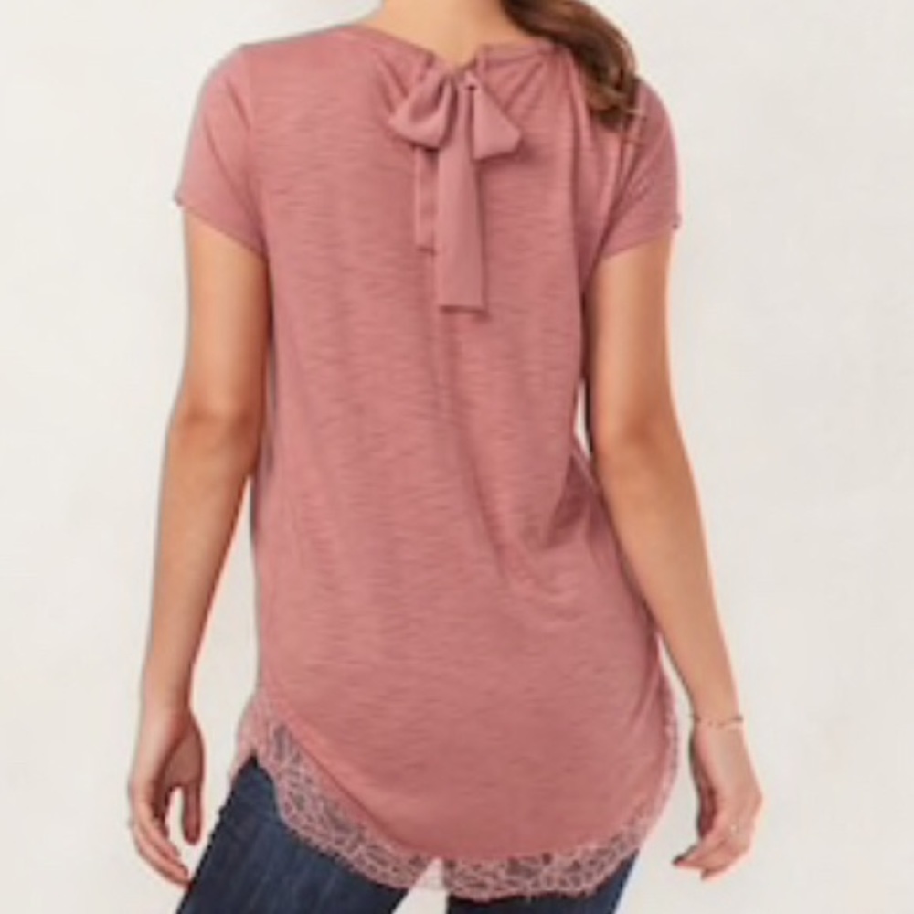 LC Lauren Conrad Black Lace Trim Tie Back Top Small Boho Cottagecore - Picture 3 of 14